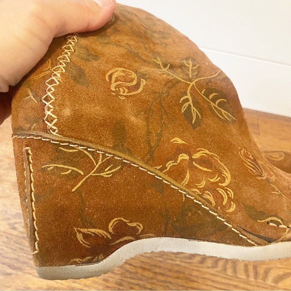 Pon Quintana | Women’s Suede Wedge Size Zip floral Boots Size 38 1/2 - Picture 9 of 12